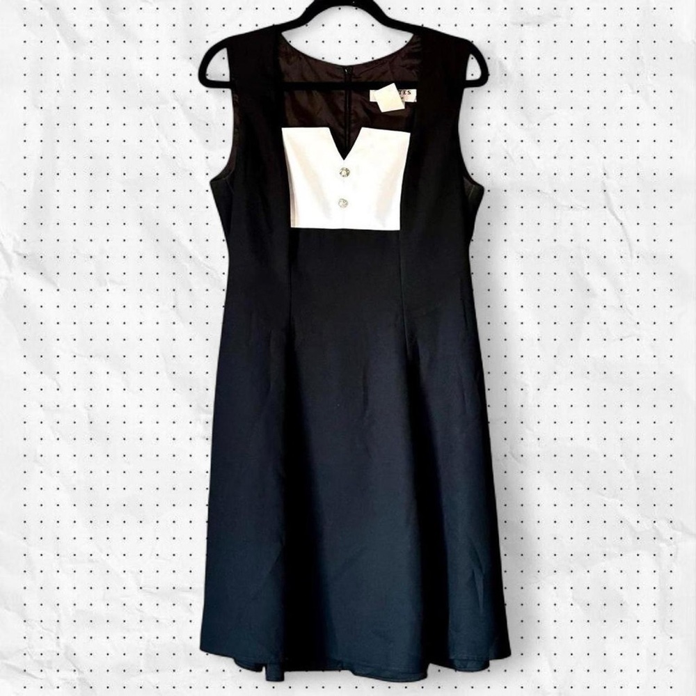 Vintage 90s J.R. Nites by Caliendo Black & White Sleeveless Tuxedo Dress